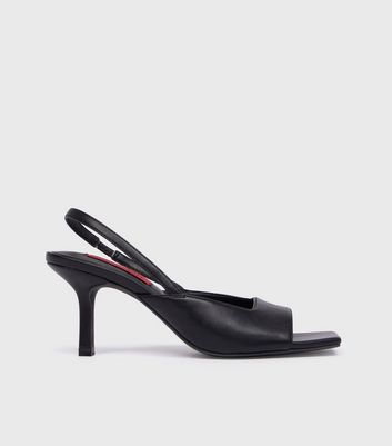 London Rebel Black Slingback Sandal Heels New Look