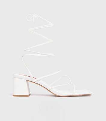 London Rebel White Strappy Block Heel Sandals