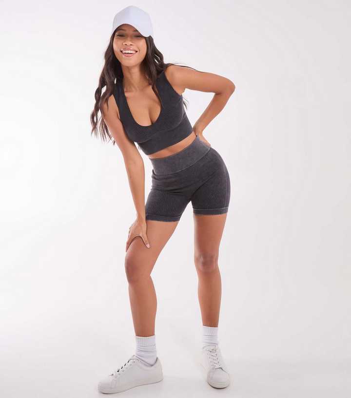 Pink Vanilla Black Rib Cycling Shorts