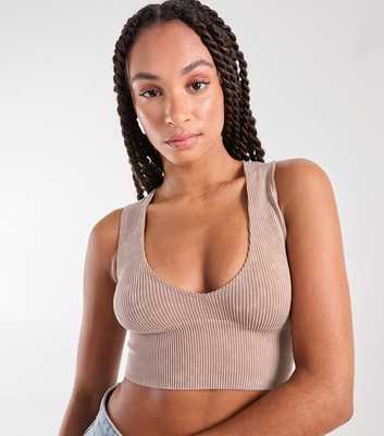 Pink Vanilla Stone Ribbed Crop Top 