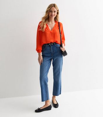 Orange chiffon blouse on sale