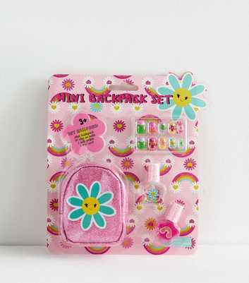 Pink Flower Mini Backpack Nail Set 