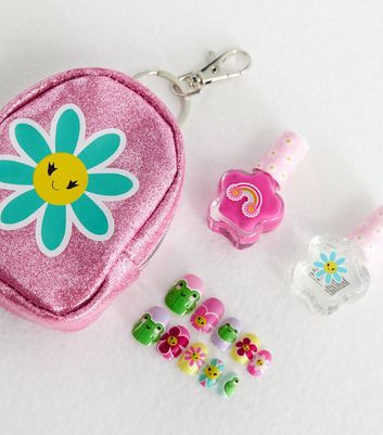 Pink Flower Mini Backpack Nail Set