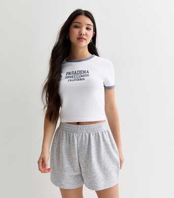 Girls White Pasadena Print Ringer T-Shirt