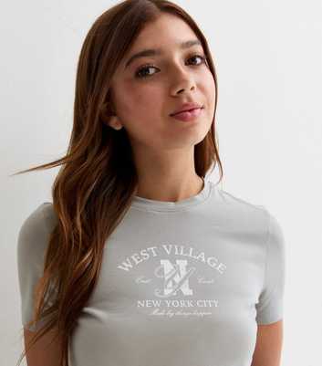 Girls Pale Grey West Village Print Baby T-Shirt