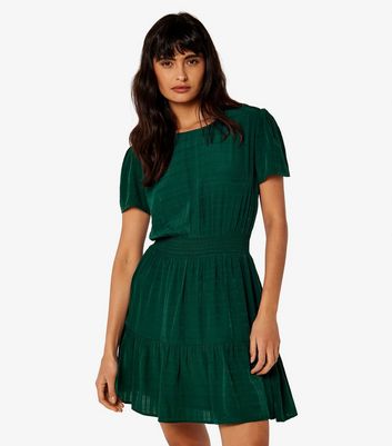 Apricot Dark Green Check Tiered Mini Dress | New Look