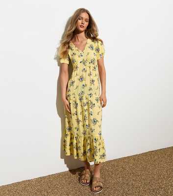 Yellow Floral-Print Slip Dress