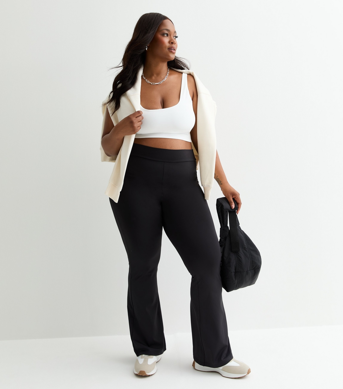 Women's Plus Size Black Flared Trousers Curves New Look