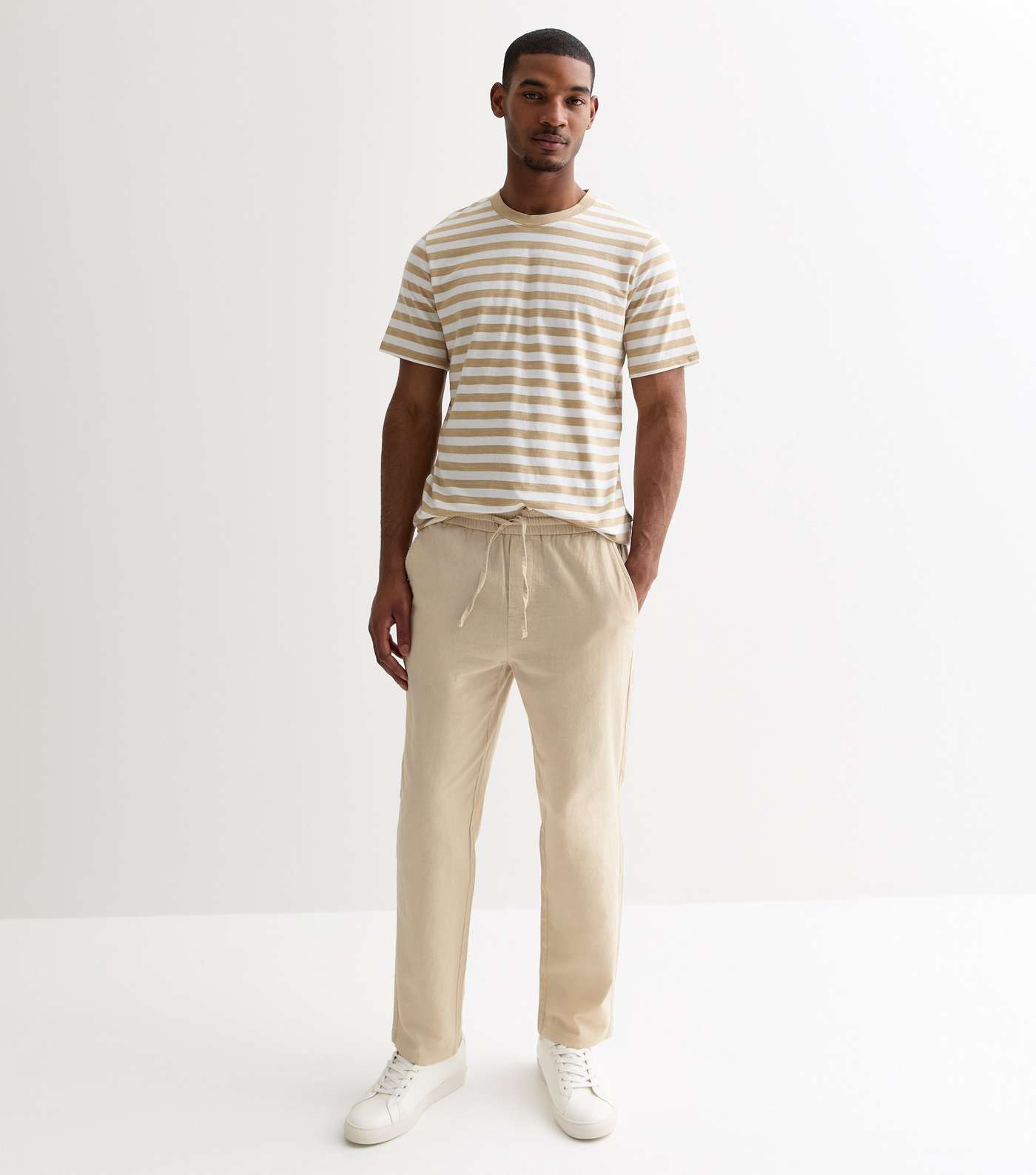 Only & Sons Stone Cotton-Linen Blend Trousers Image 3