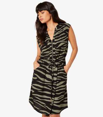 Apricot Black Zebra Print Sleeveless Mini Dress
