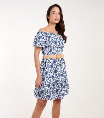 Blue Vanilla Navy Bardot Broderie Mini Dress