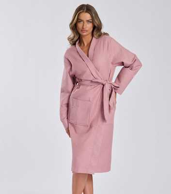 Loungeable Pink Cotton Waffle Dressing Gown