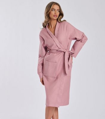 Ladies pink dressing gown best sale