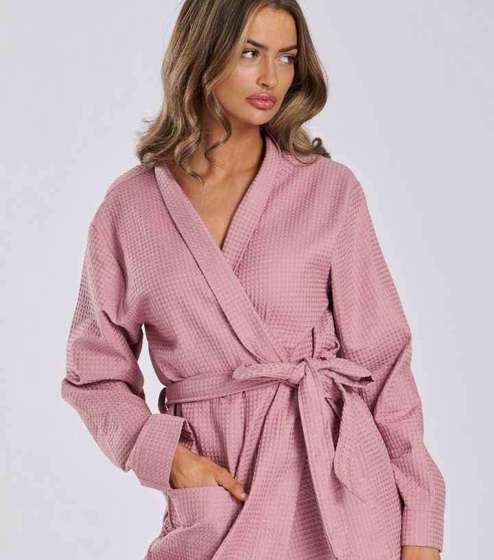 knee length dresses for ladies Chelsea Peers Cotton Towelling Stripe Dressing Gown - Pink main image 1