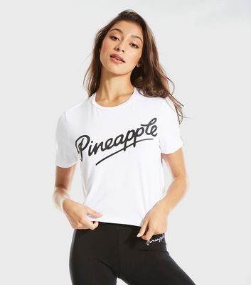Pineapple White Logo Crop T-Shirt New Look