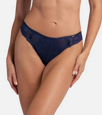 Dorina Navy Floral Lace Thong