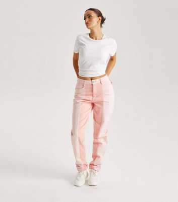 Urban Bliss Pink Colour Block Mom Jeans