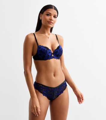 Indigo Floral Lace Brazilian Briefs