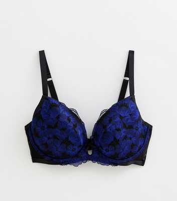 Indigo DD+ Floral Lace Plunge Bra 