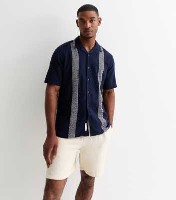 Only & Sons Navy Stripe Print Short Sleeve Shirt