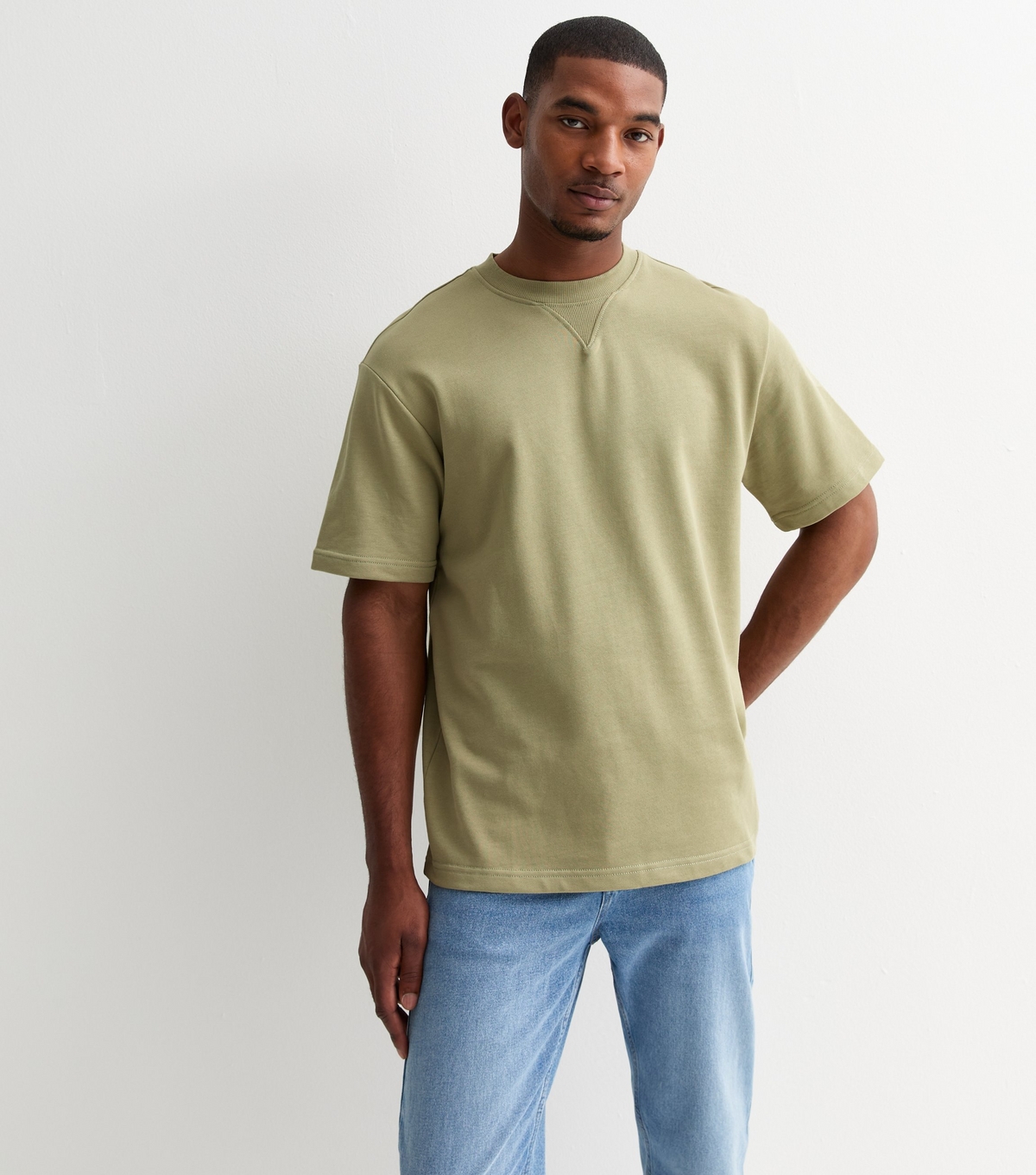 Men's Green Cotton Relaxed-Fit T-Shirt Only and Sons New Look