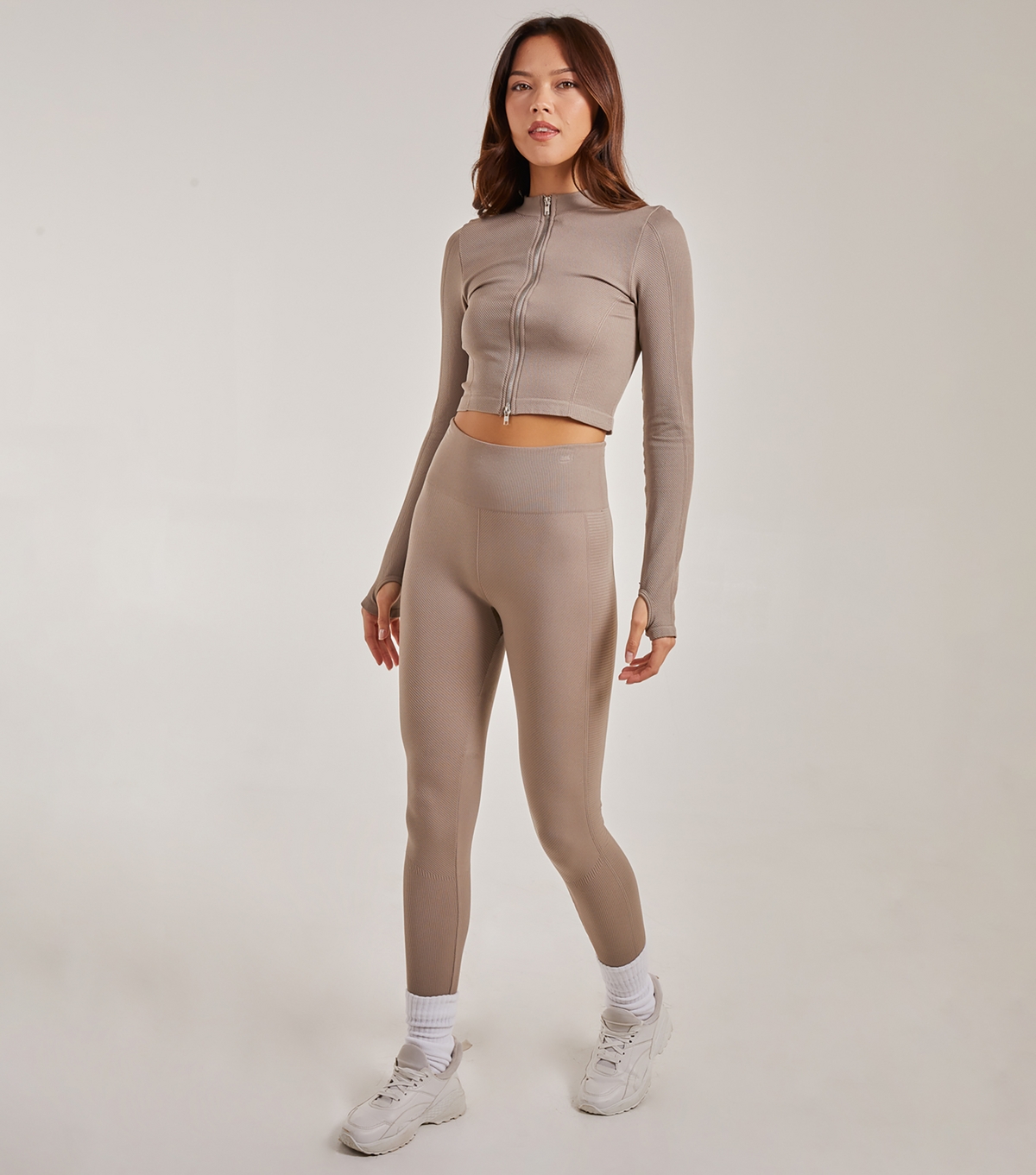 Women's Stone Rib High Waisted Leggings Pink Vanilla New Look