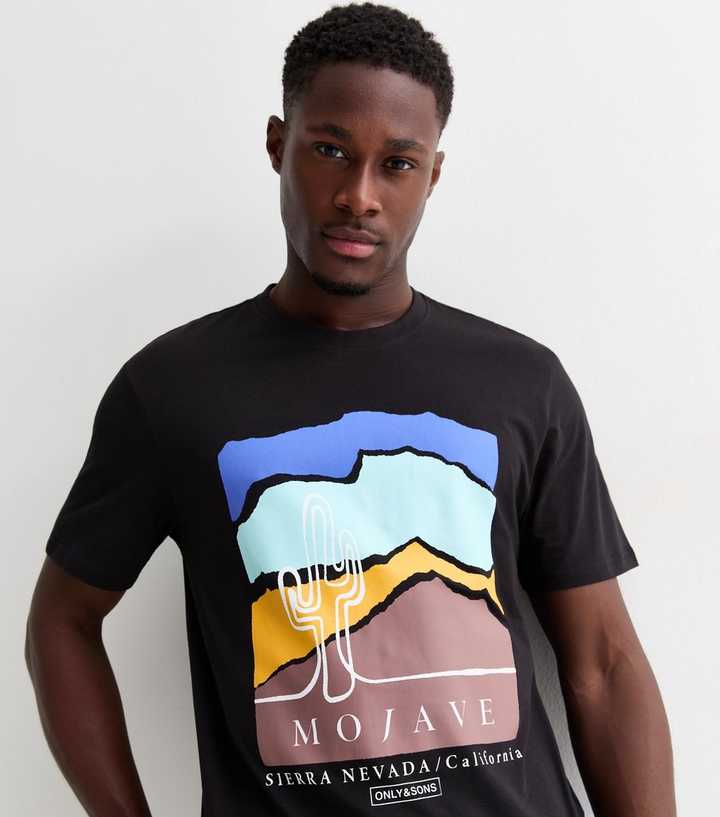 Only & Sons Black Cotton Mojave Print T-Shirt | New Look 