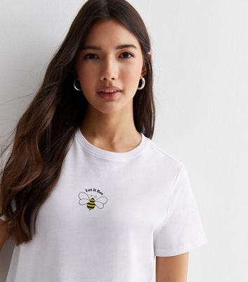 White Cotton Let It Bee Logo T-Shirt