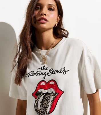 Off White Rolling Stones Print T-Shirt