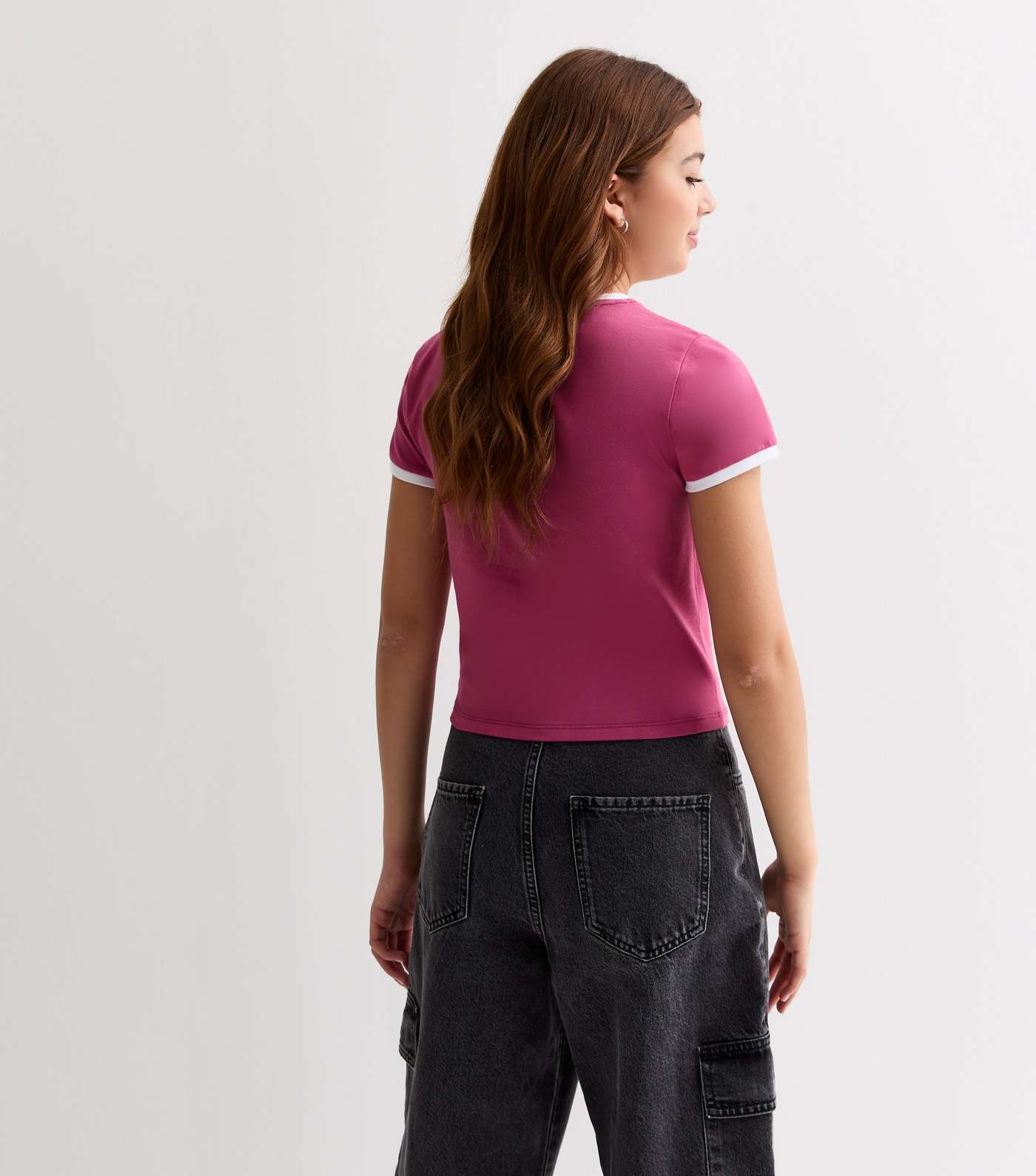 Girls Mid Pink Washington Print Ringer T-Shirt Image 4