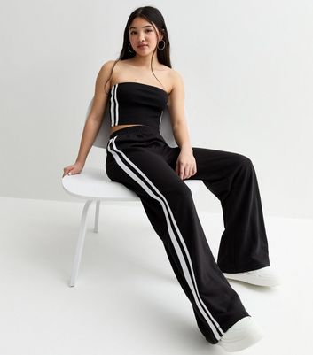 Black and white striped pants girls online