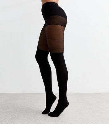 Black Mock Suspender Tights New Look