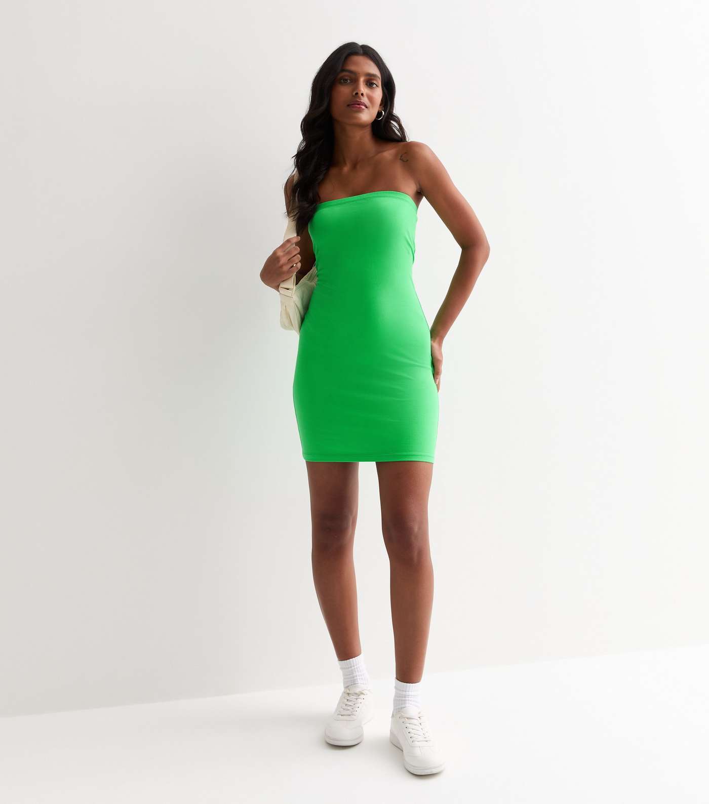 Green Jersey Bandeau Mini Dress Image 3