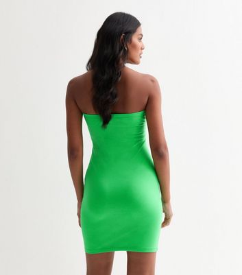 Green Jersey Bandeau Mini Dress New Look