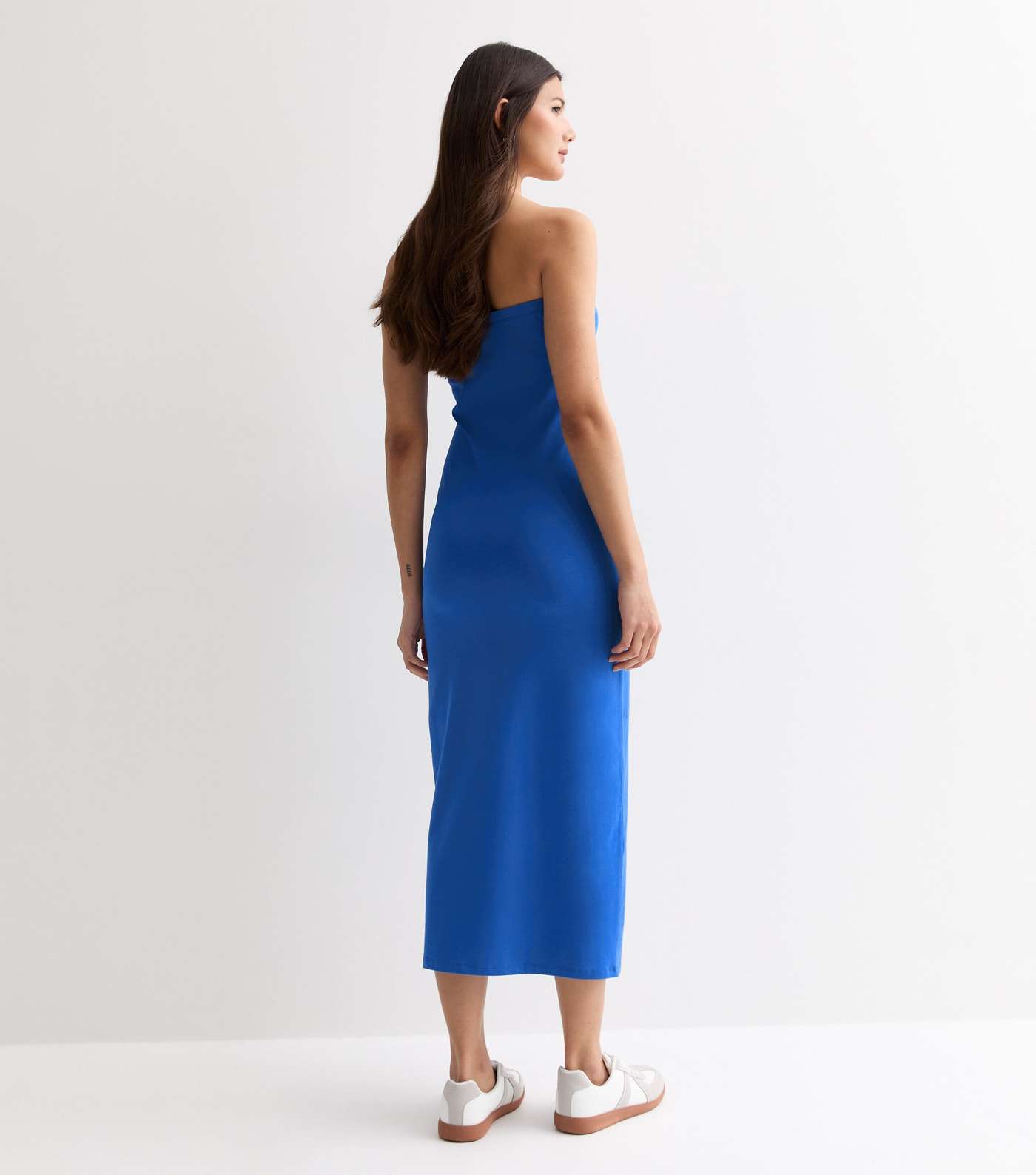 Blue Jersey Bandeau Midi Dress Image 4