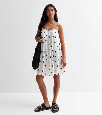 Petite White Polka-Dot Mini Dress