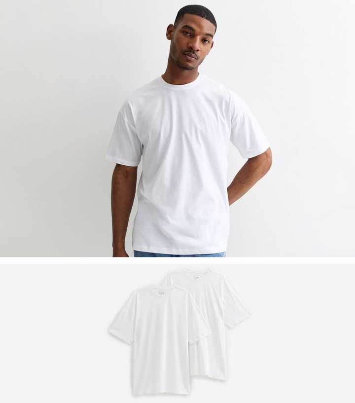 2 Pack White Oversized T-Shirts