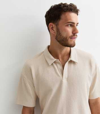 Stone Textured Cotton-Blend Open-Collar Polo Shirt