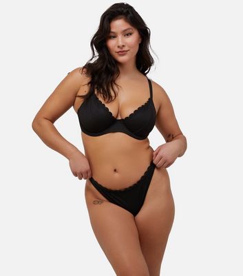 Peek Beau Black Scallop High Leg Bikini Bottoms New Look