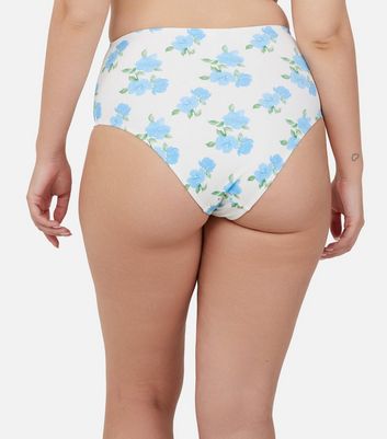 Peek & Beau Blue Floral High-Waisted Bikini Bottoms New Look