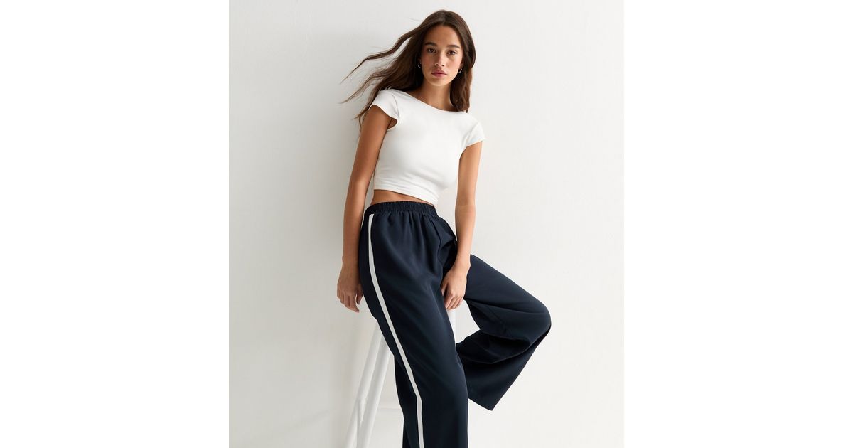 IMANI WIDE LEG JOGGER - DEEP DARK NAVY