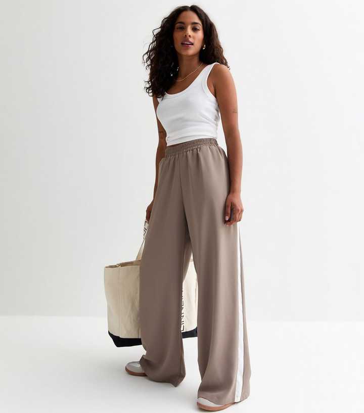 Petite Brown Side Stripe Jogger