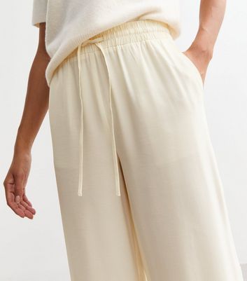 【送料&関税込】Off-White Wool Wide Leg Trousers Off-White Wide Leg Straight Trousers in Pure Wool