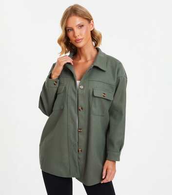 QUIZ Khaki Double Pocket Shacket