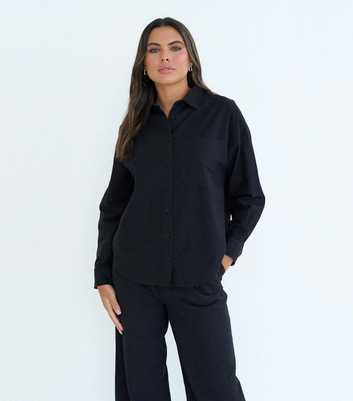 Urban Bliss Black Cotton Blend Oversized Shirt