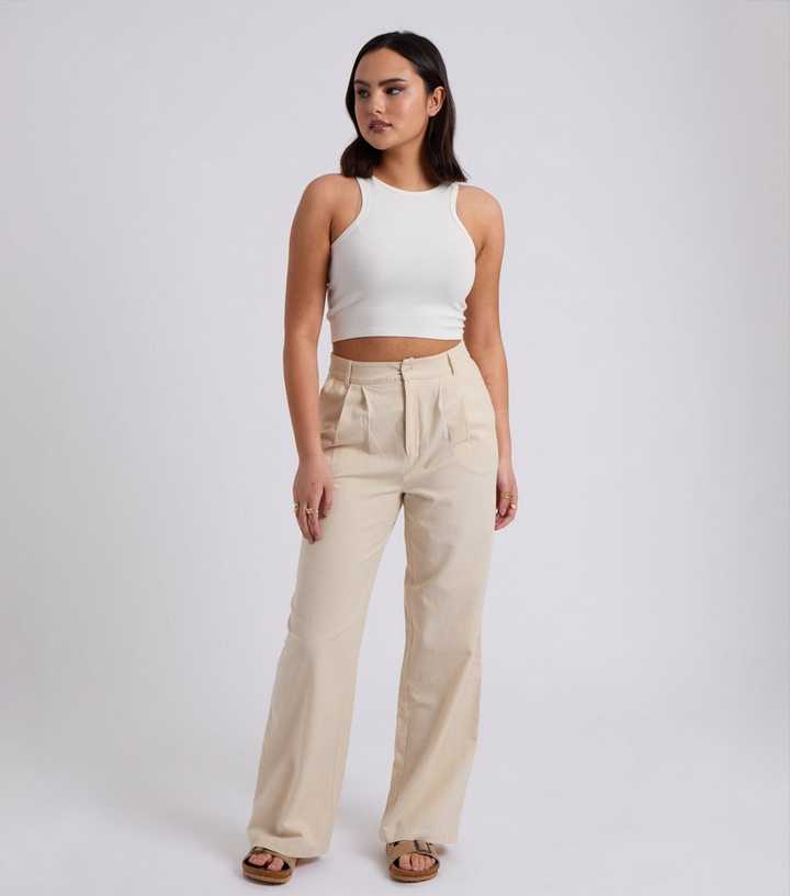 Urban Bliss Stone Linen-Blend Wide Leg Trousers