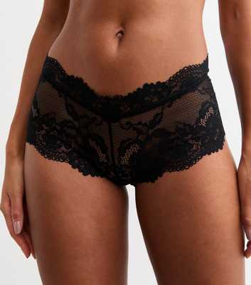 Black Floral-Lace Knicker Shorts 