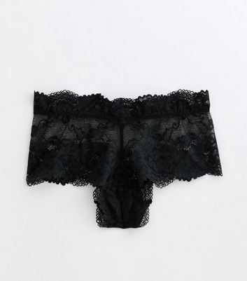 Black Floral Lace Knicker Shorts New Look