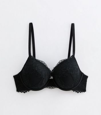 Black Lace T-Shirt Bra New Look