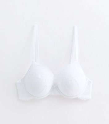 White Lace T-Shirt Bra New Look